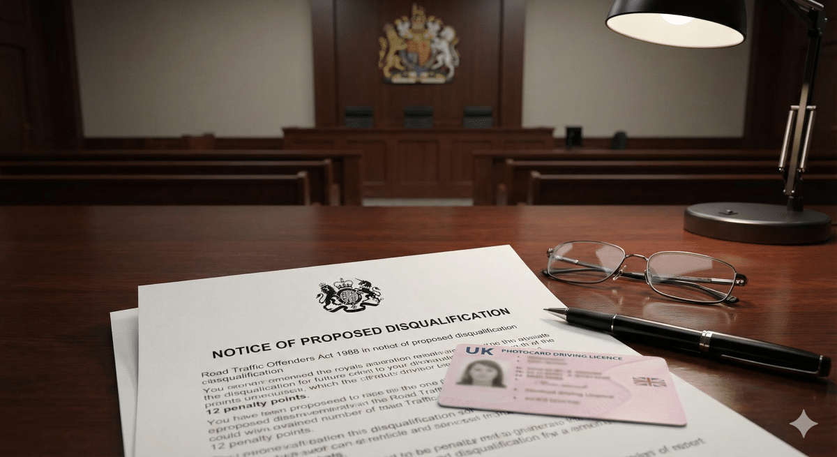 UK Driving Licence and Court Summons letter for Totting Up ban